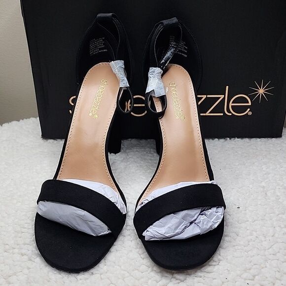 NIB Shoe Dazzle Heeled Sandals Lyvia Black Size 9 - Picture 2 of 8